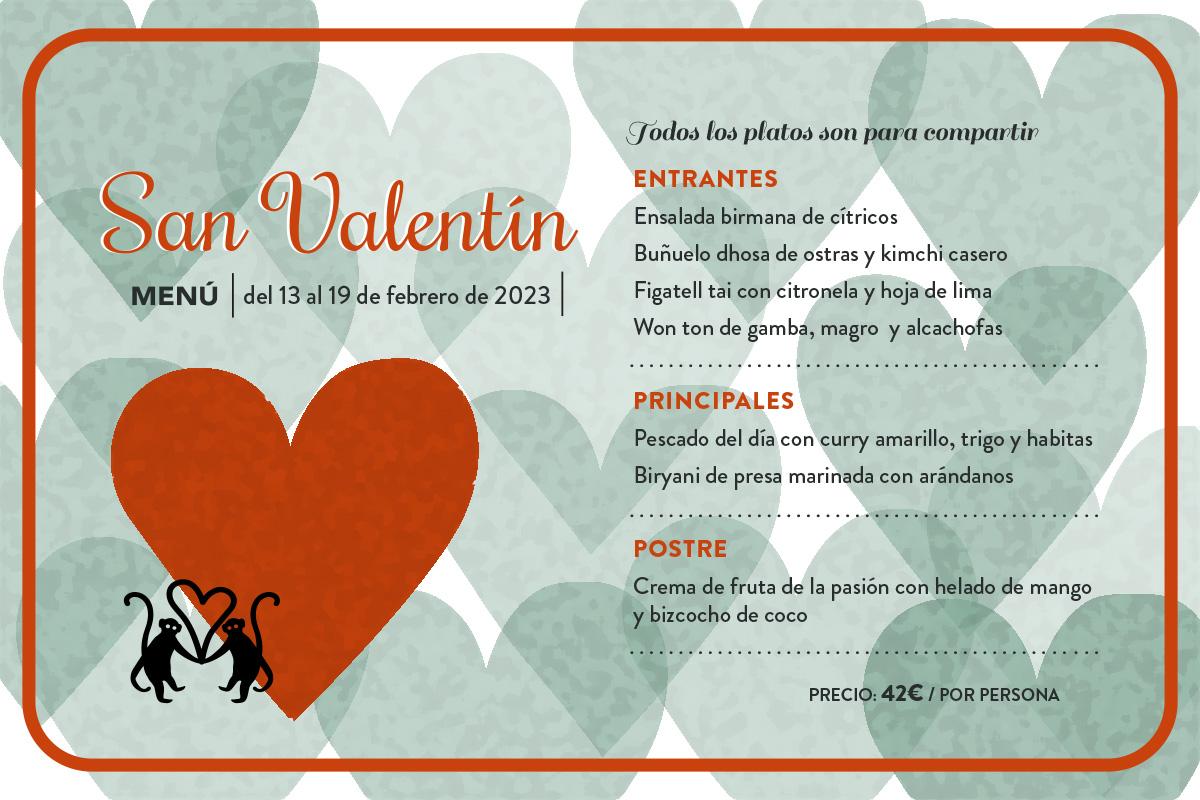 Menú especial San Valentín Ma Khin Café 